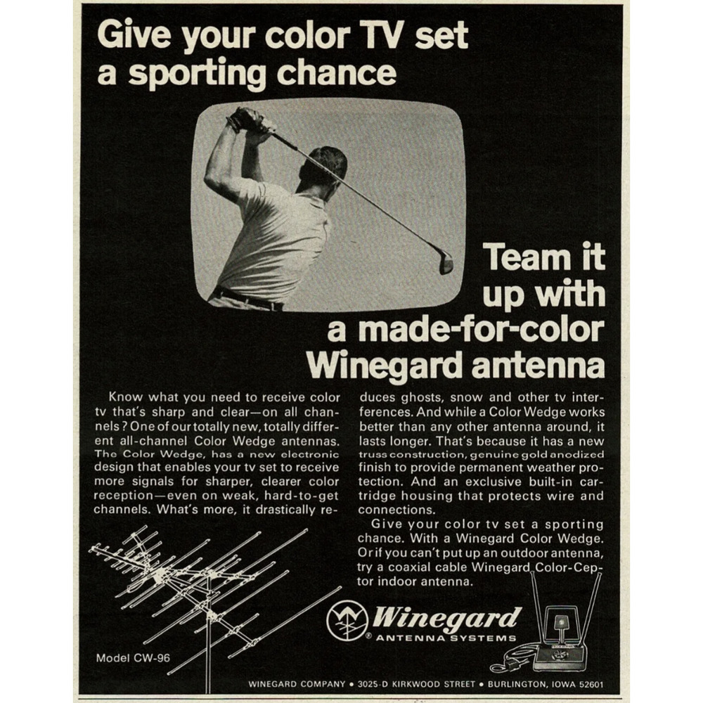 1970 Winegard Antenna Systems Model CW-96 Burlington Iowa Vintage Print Ad